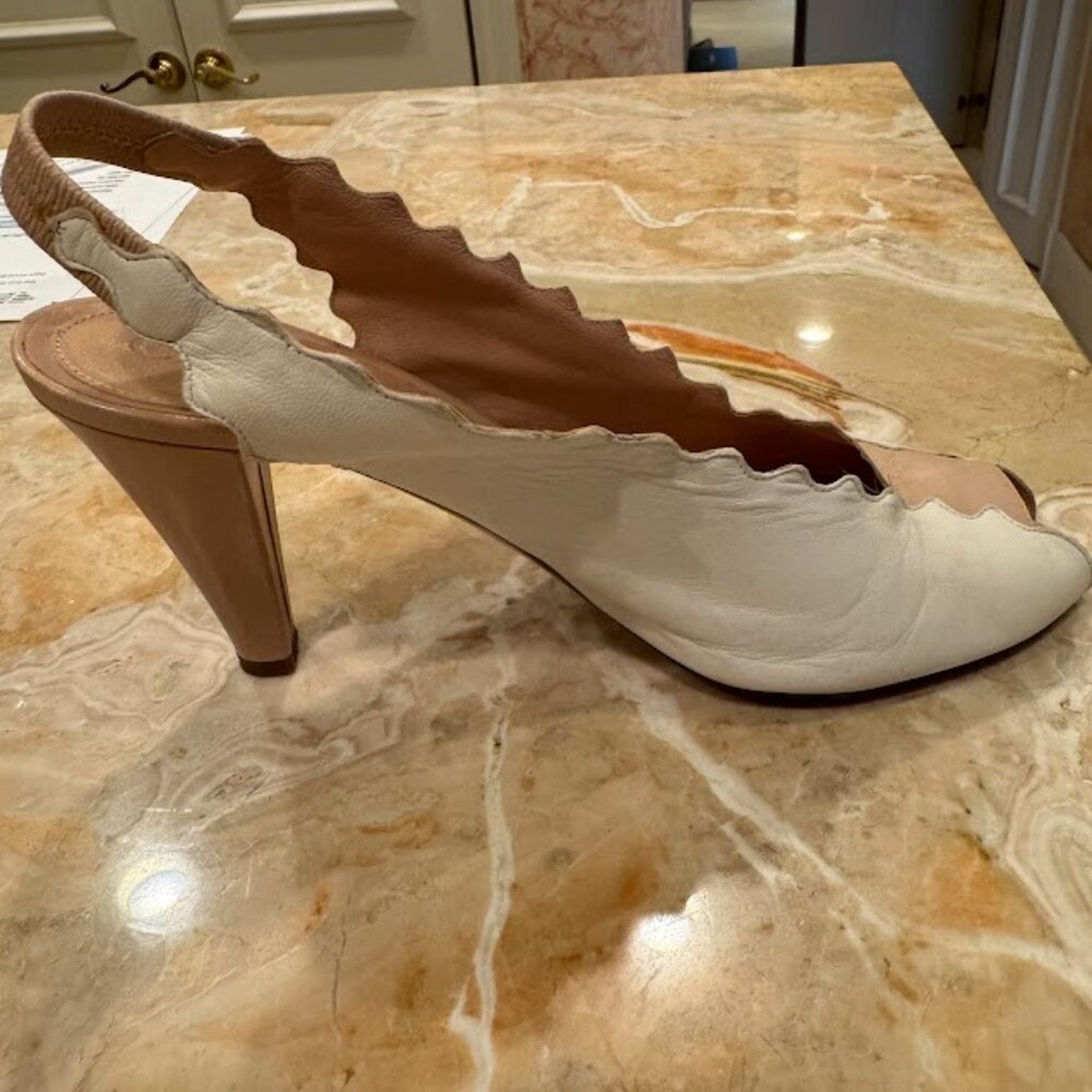 Chloe slingback shoes, beige and white, 38 1/2